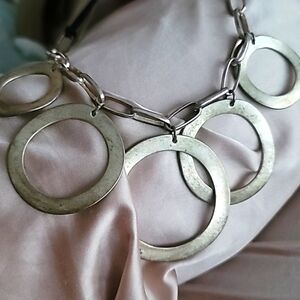 Etienne Aigner Inspired Metal and Leather Necklace